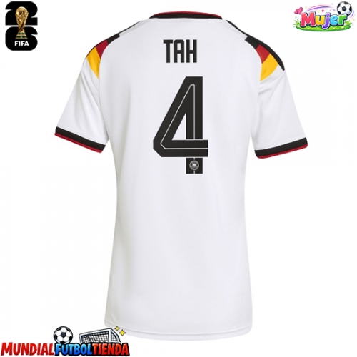 Camiseta Alemania Jonathan Tah #4 Primera Equipación Replica Mundial 2026 para mujer mangas cortas